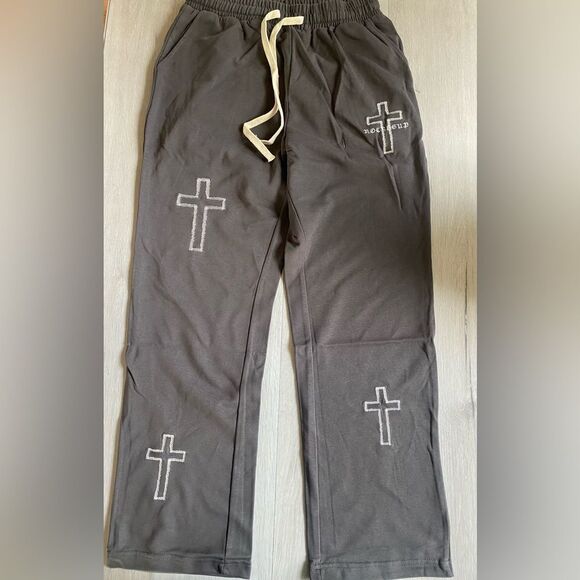 Aelfric Eden Cross Pattern SweatPants Grey L NWT in packaging - Picture 2 of 6